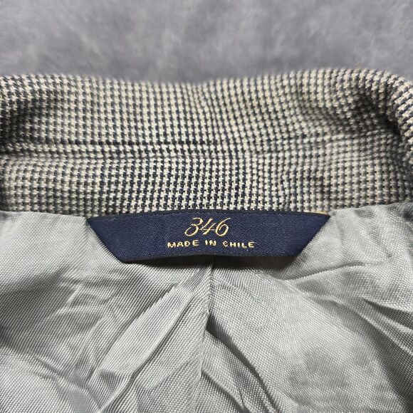 Brooks Brothers 346 Silk Wool Linen Blazer Mens 42 White Black Micro Houndstooth - Picture 3 of 10